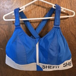 SHEFIT Blue and White Adjustable Sports Bra 5 Luxe